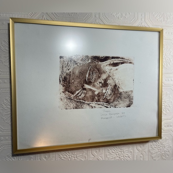 Female Black Brown and White Portrait Monoprint Painting Signed Dated by Artist. - Picture 3 of 11